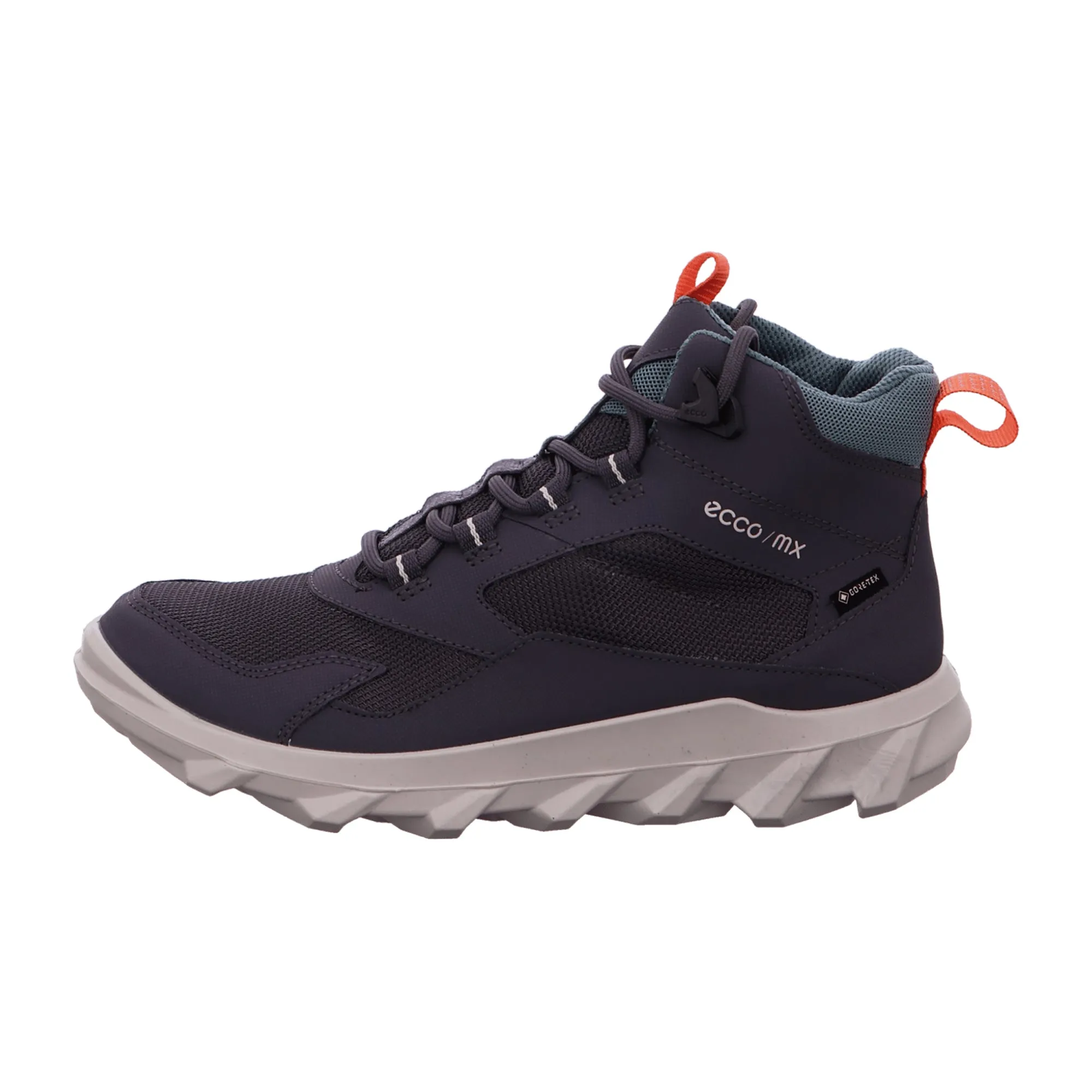 Ecco Women's Trendy Grey Sneakers with Petrol and Orange Accents