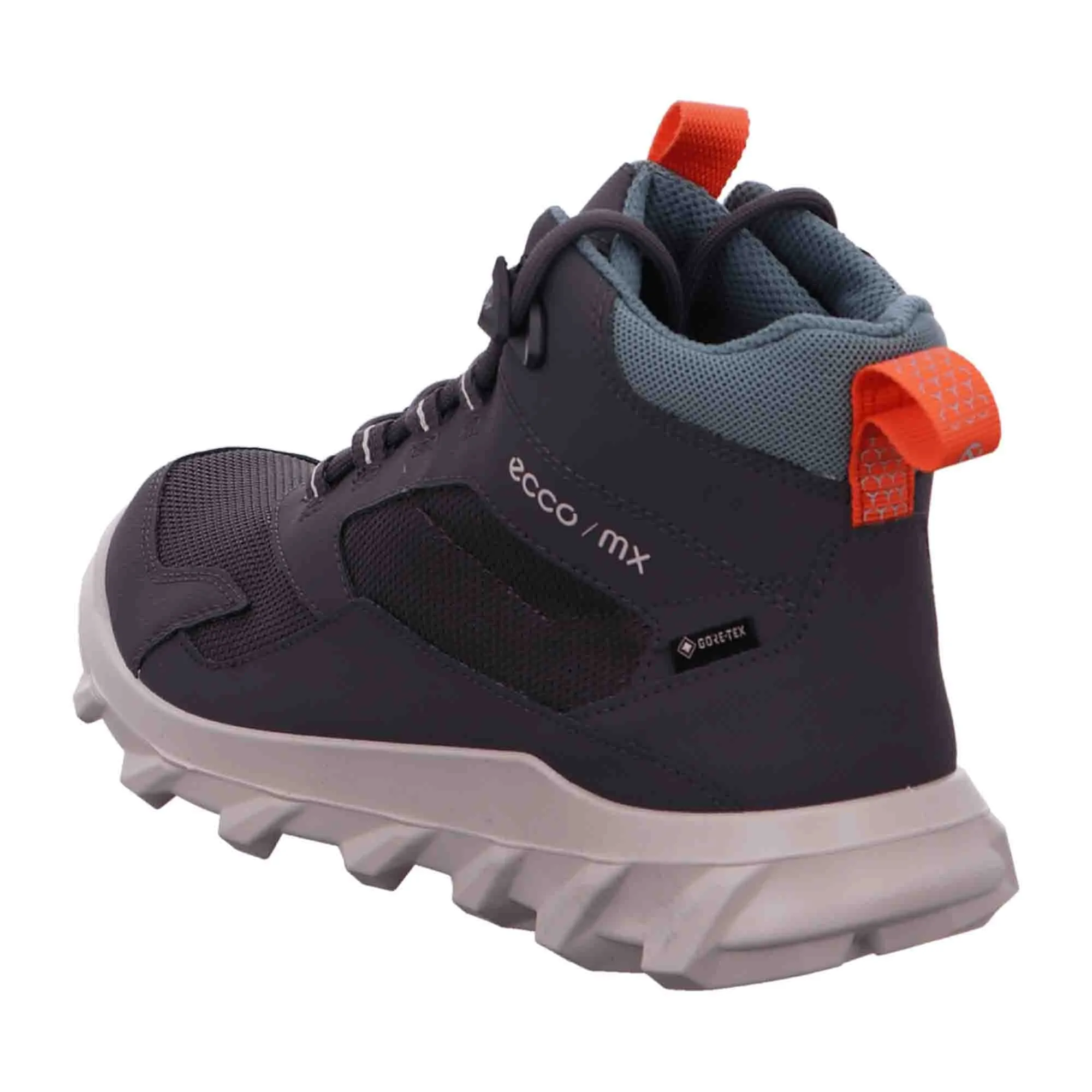 Ecco Women's Trendy Grey Sneakers with Petrol and Orange Accents