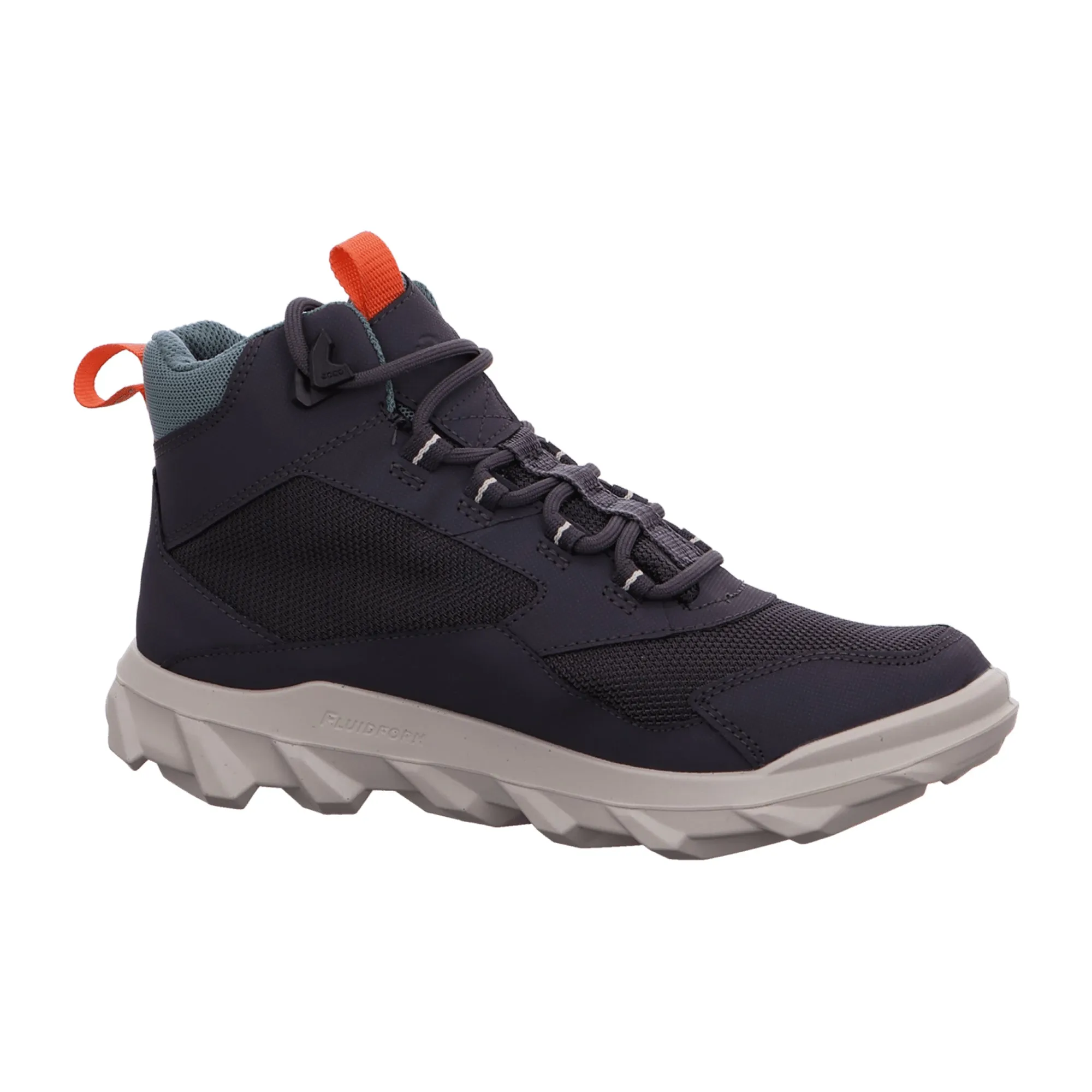 Ecco Women's Trendy Grey Sneakers with Petrol and Orange Accents