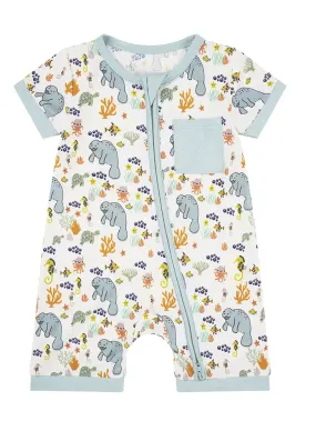 Emerson & Friends Manatee Bamboo Baby Boy Shortie Romper SR-104