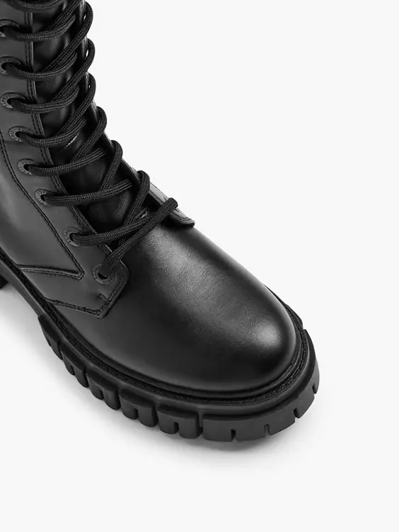 Esprit  Black Long Leg Lace Up Biker Boot