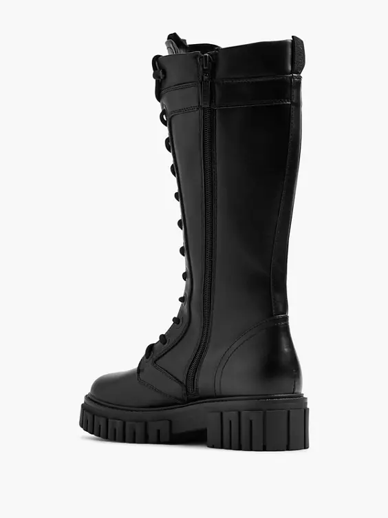 Esprit  Black Long Leg Lace Up Biker Boot