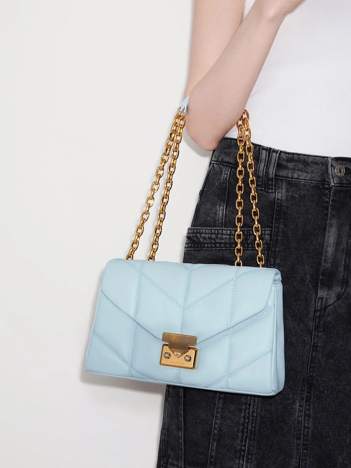 Eudora Chevron Trapeze Bag - Blue