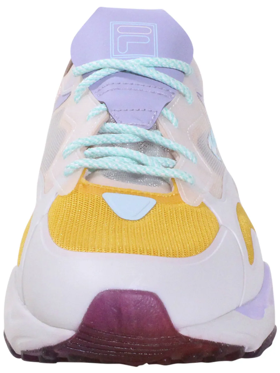 Fila Women's Ray Tracer Lite Sneakers Lily White/Banana/Purple Heather Sz: 7.5