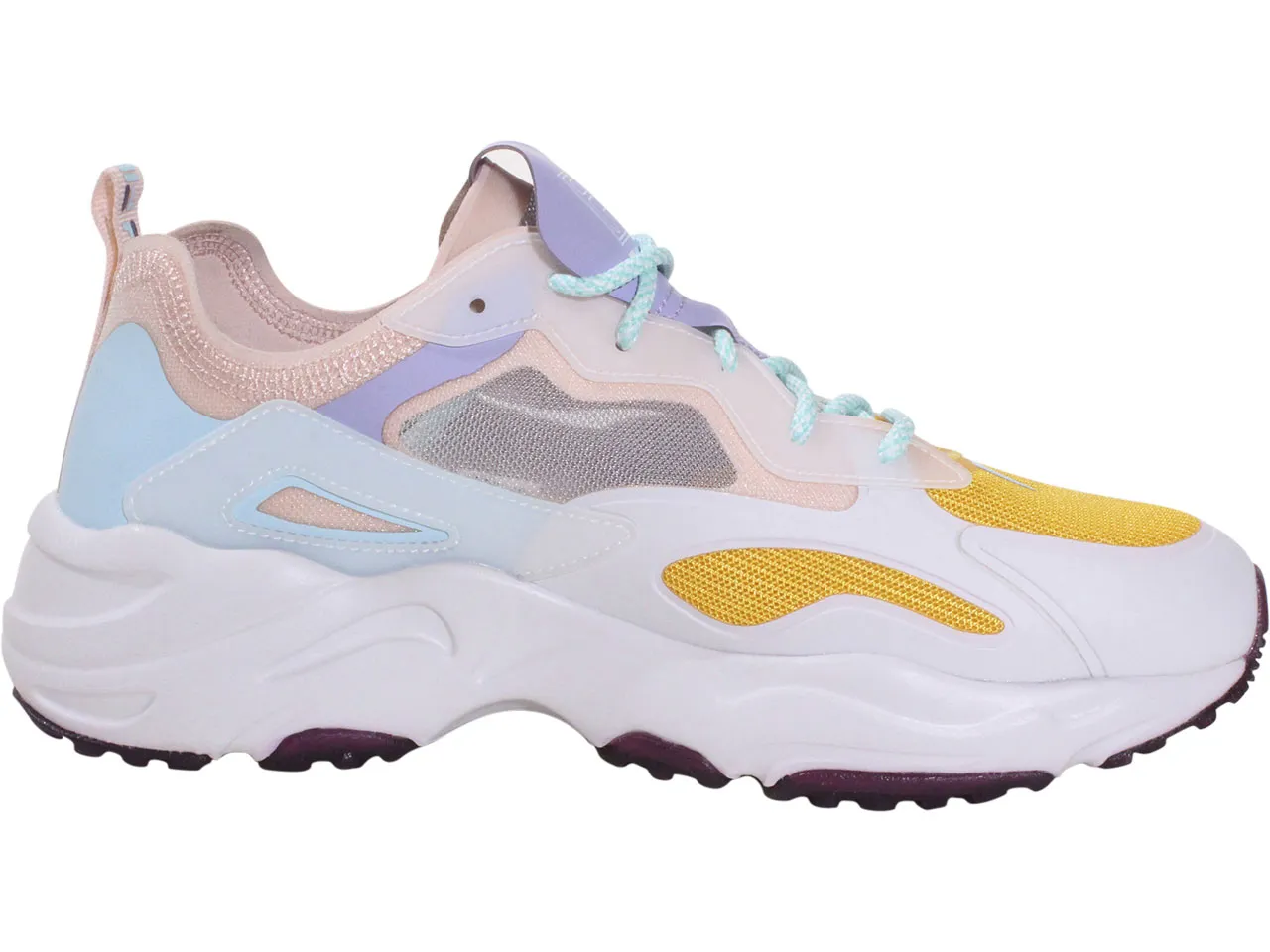 Fila Women's Ray Tracer Lite Sneakers Lily White/Banana/Purple Heather Sz: 7.5