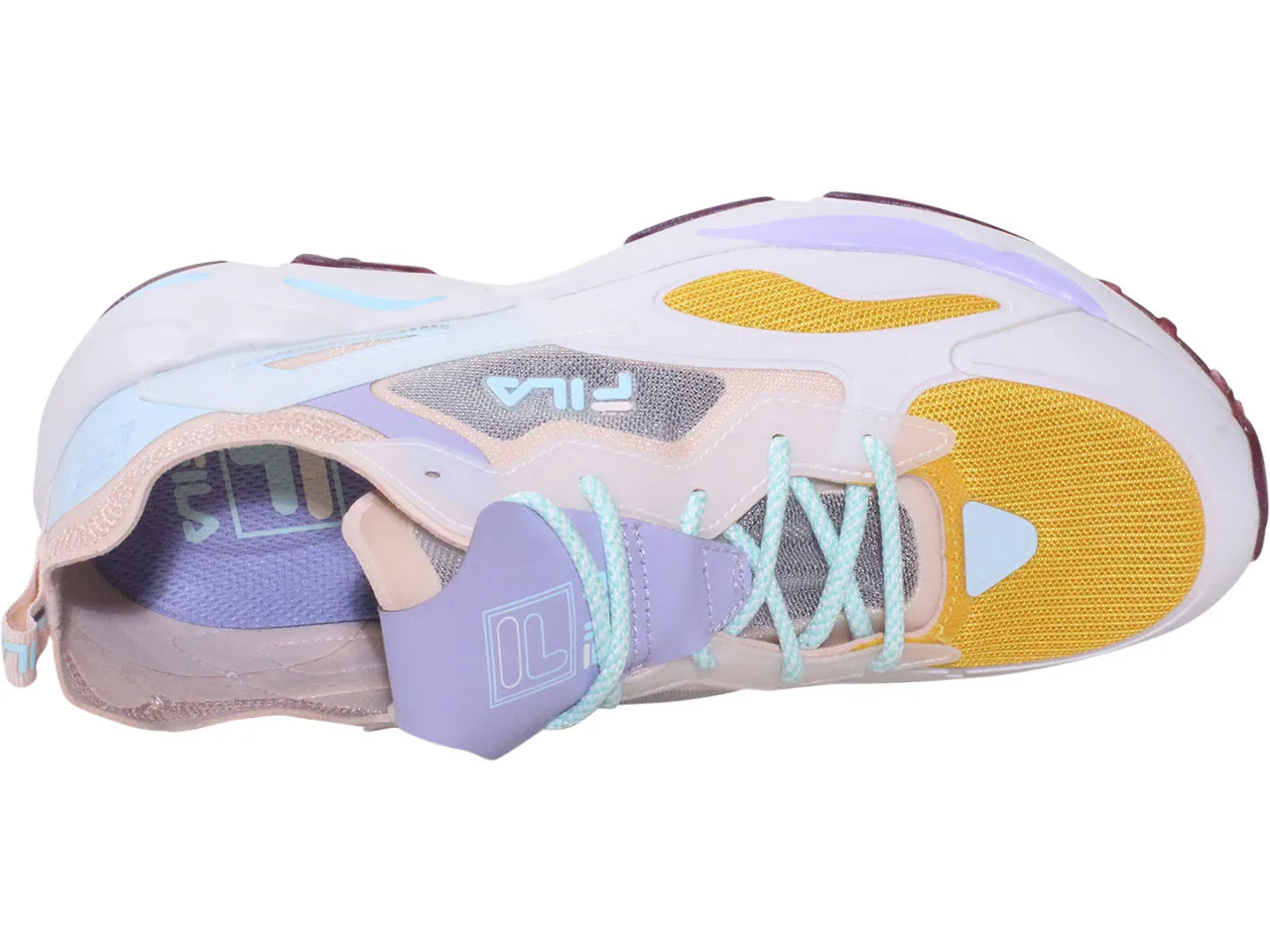 Fila Women's Ray Tracer Lite Sneakers Lily White/Banana/Purple Heather Sz: 7.5