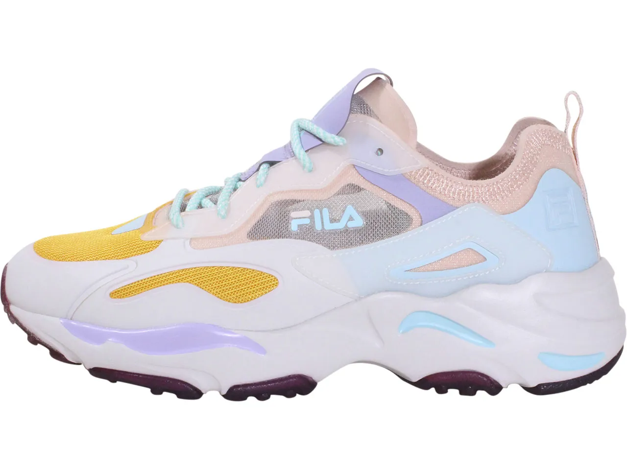 Fila Women's Ray Tracer Lite Sneakers Lily White/Banana/Purple Heather Sz: 8.5