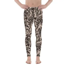 Flower Lace Print Men's Leggings