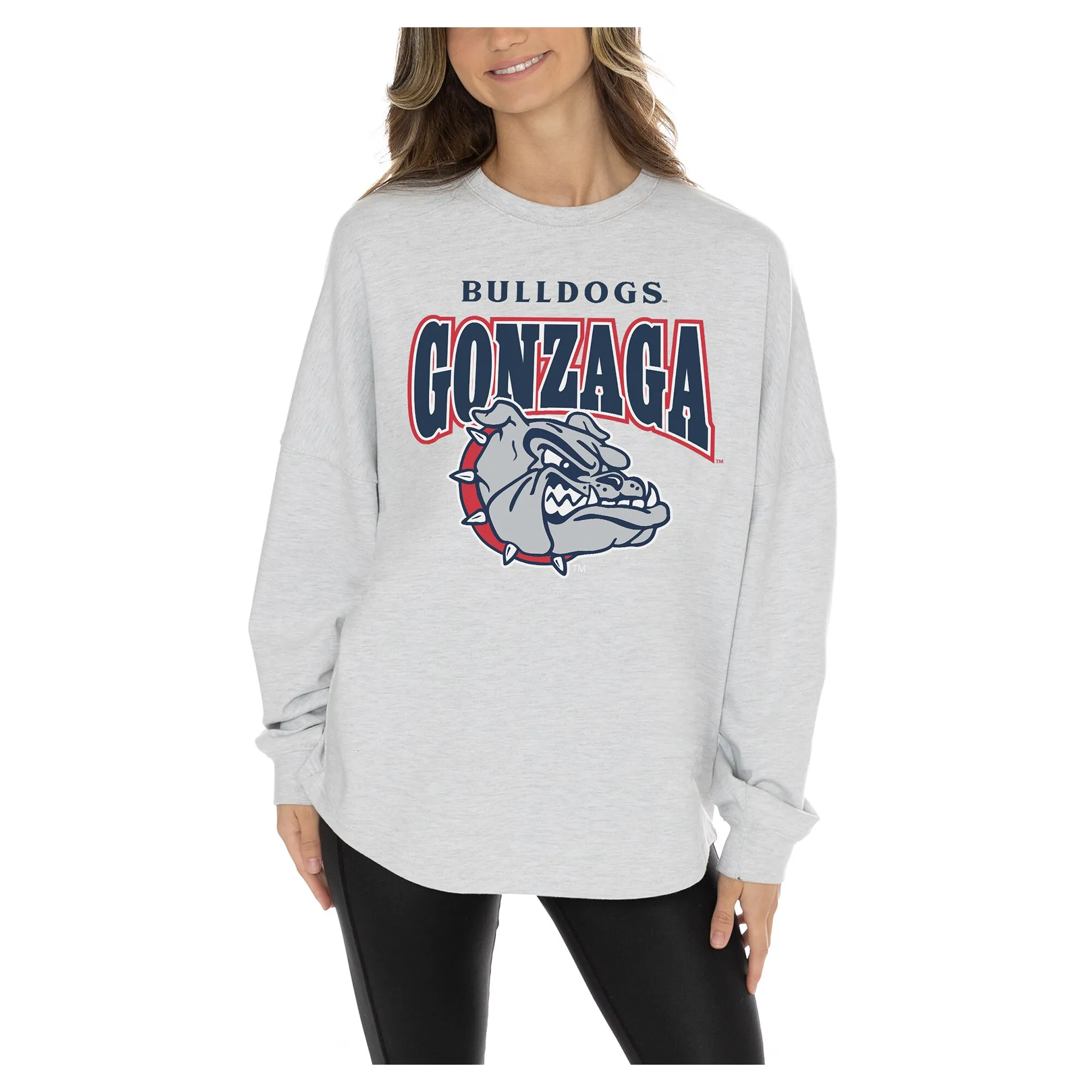 Gameday Couture Gonzaga Bulldogs  Women's Ash Relaxed Fit French Terry Pullover Sweatshirt