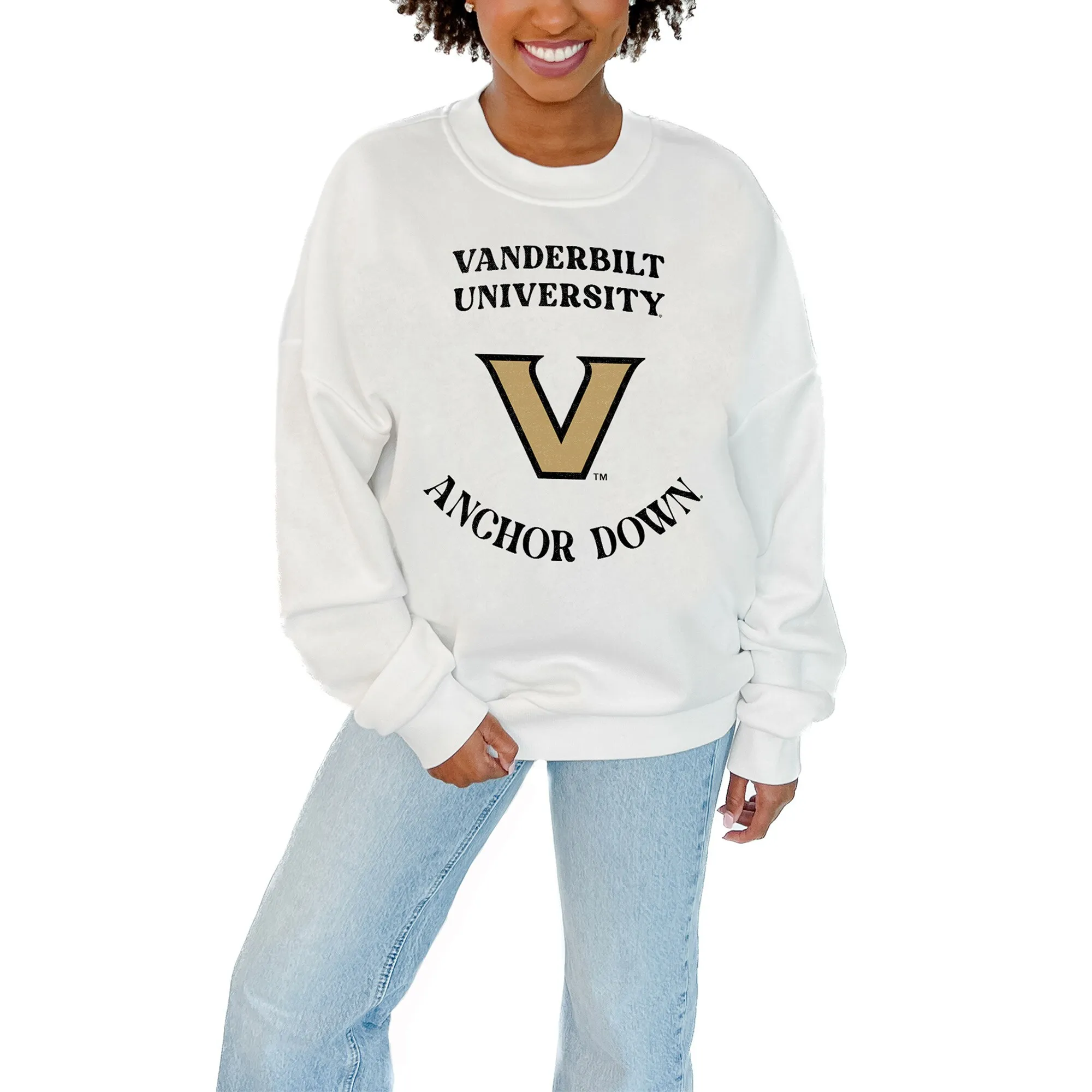 Gameday Couture Vanderbilt Commodores Women's White Stars Premium Fleece Drop Pullover Sweatshirt