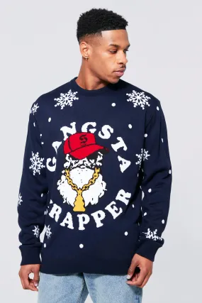 Gangsta Wrapper Christmas Jumper | boohooMAN UK