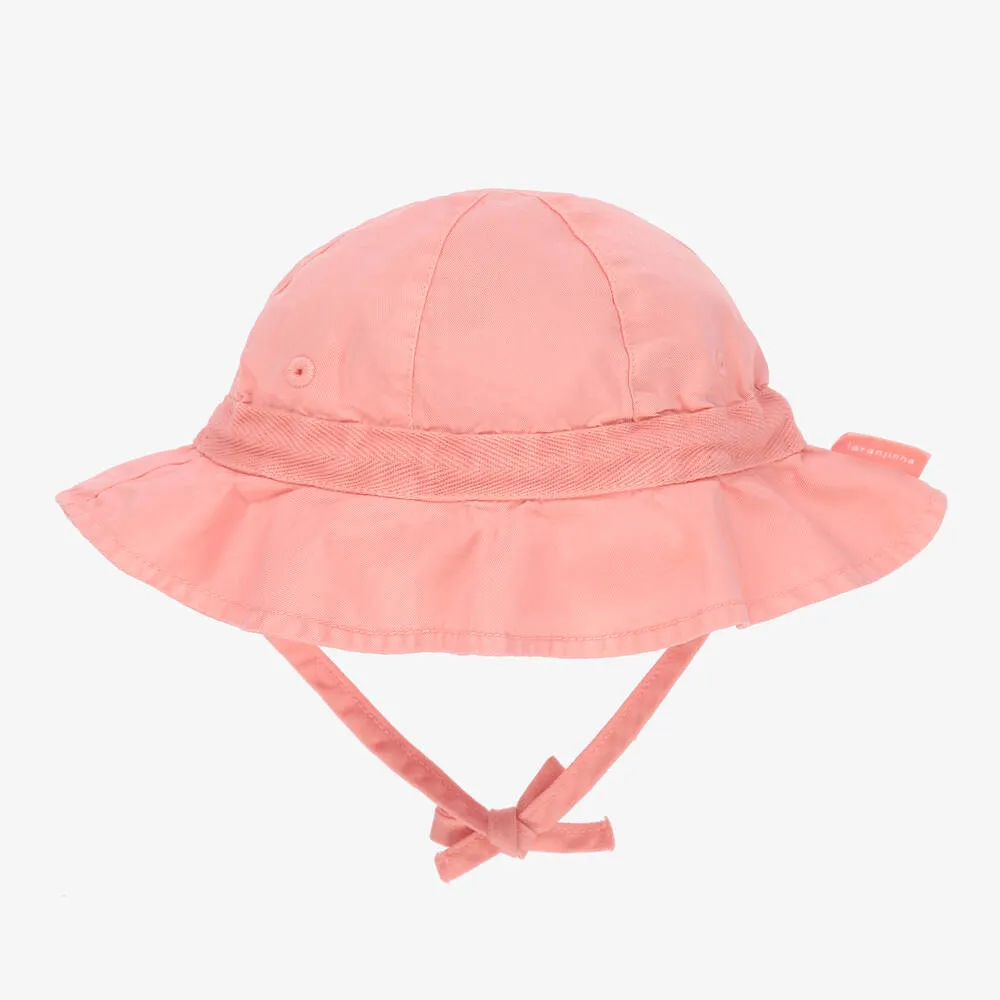 Girls Pink Cotton Frilled Sun Hat