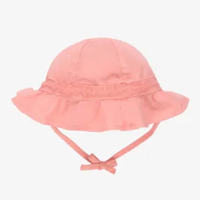 Girls Pink Cotton Frilled Sun Hat