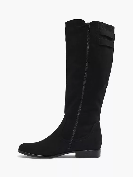 Graceland  Black Long Leg Boot with Buckle Details