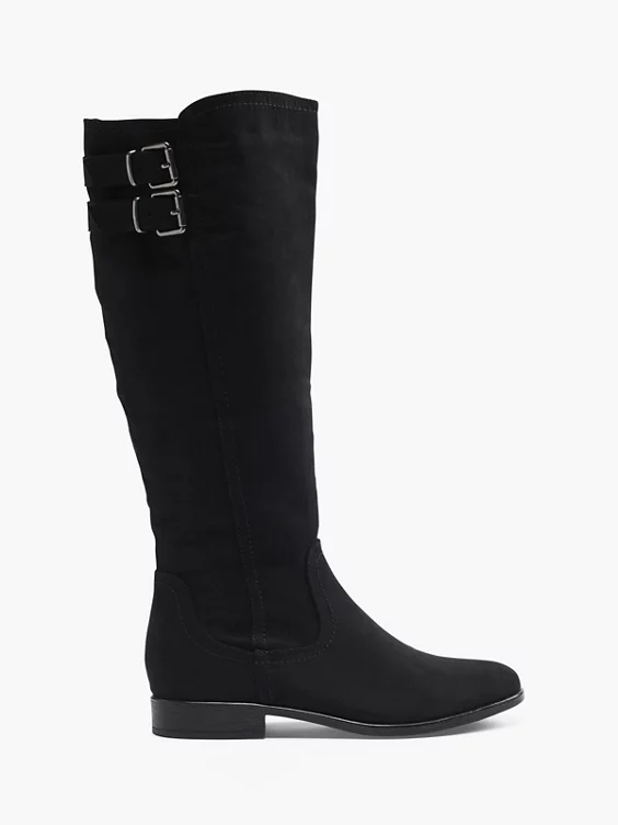 Graceland  Black Long Leg Boot with Buckle Details