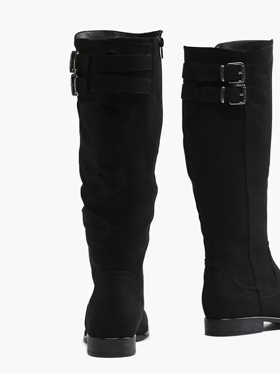 Graceland  Black Long Leg Boot with Buckle Details