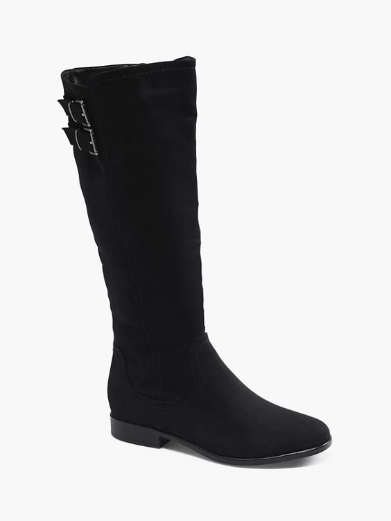 Graceland  Black Long Leg Boot with Buckle Details