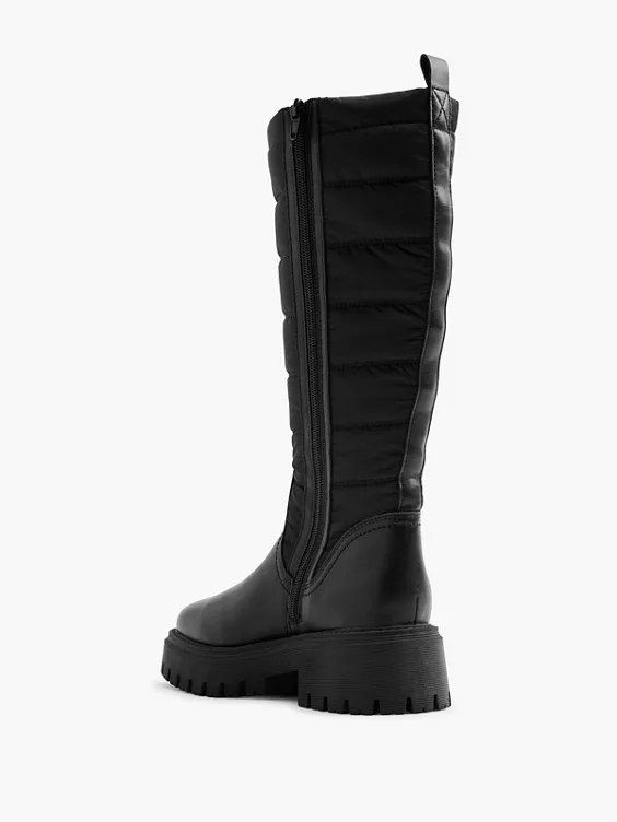 Graceland  Black Long Leg Boot with Quilted Panelling