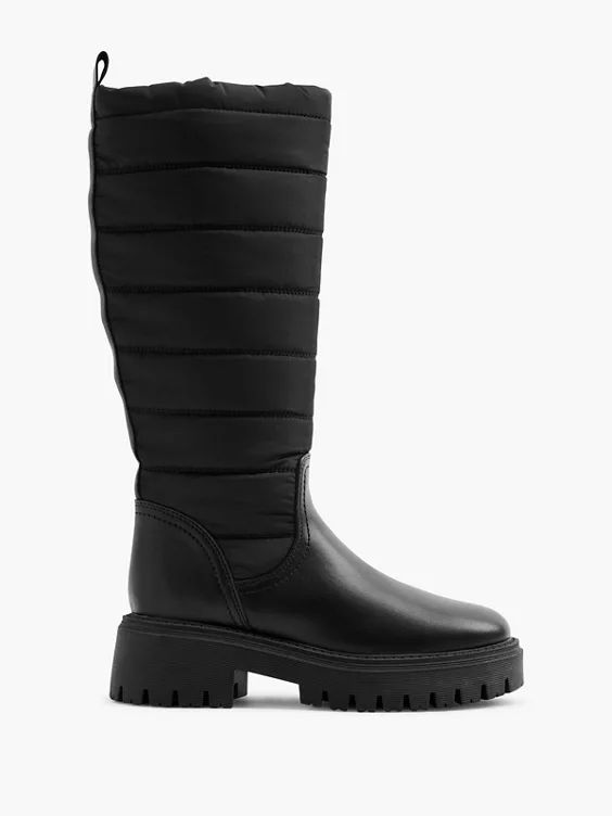 Graceland  Black Long Leg Boot with Quilted Panelling