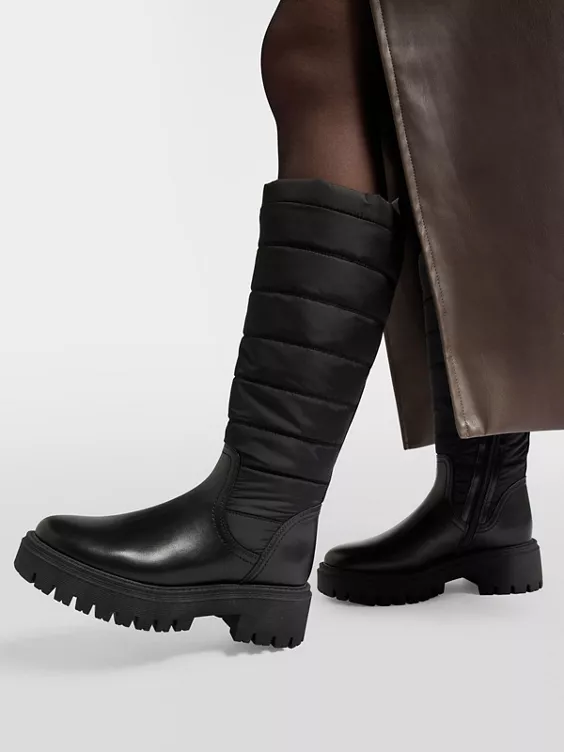 Graceland  Black Long Leg Boot with Quilted Panelling