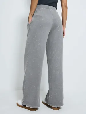 Grey Acid Wash Wide Leg Joggers | Women | George at ASDA