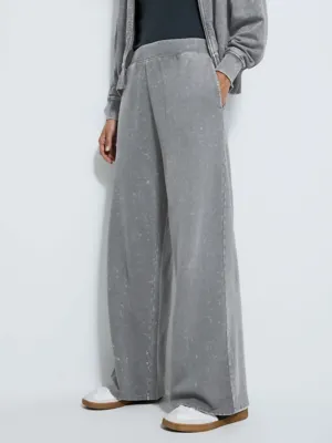 Grey Acid Wash Wide Leg Joggers | Women | George at ASDA