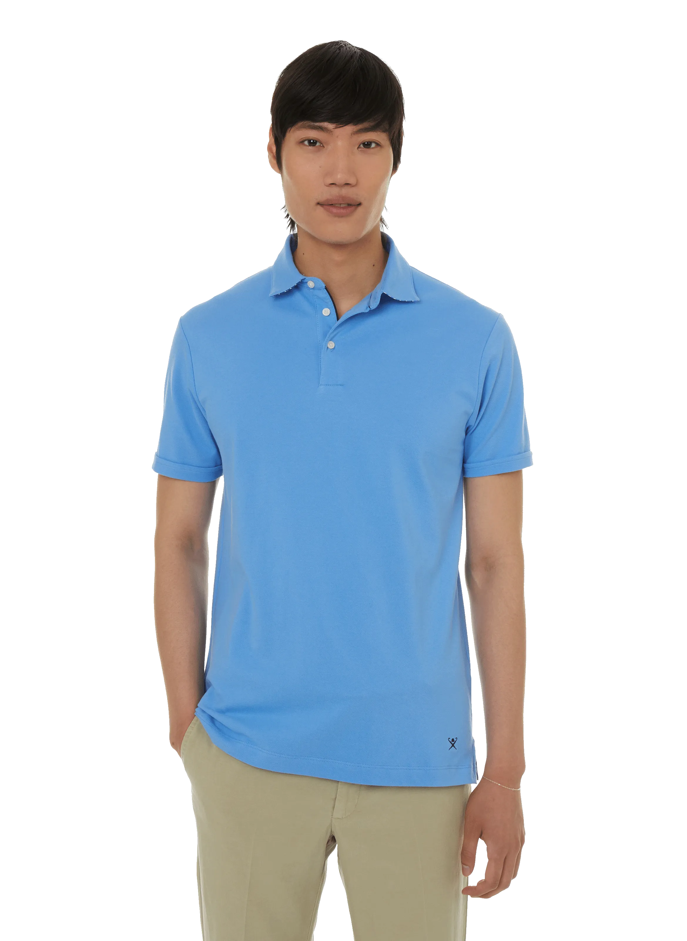 HACKETT  Plain cotton polo shirt - Blue