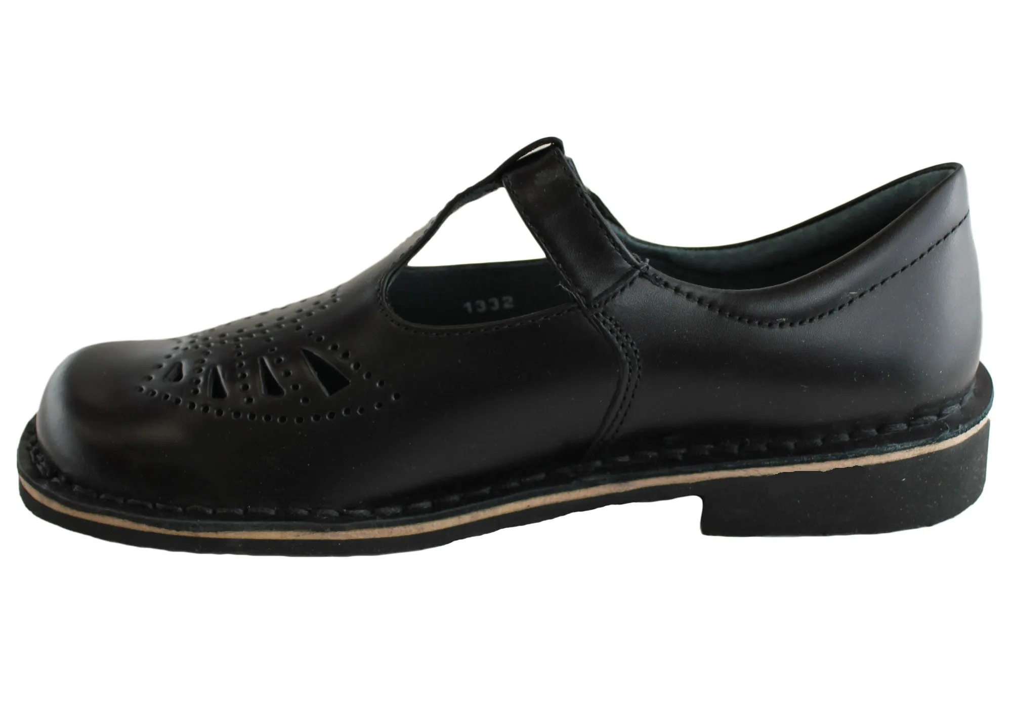 Harrison Indiana II T-Bar Senior and Youths Leather School Shoes