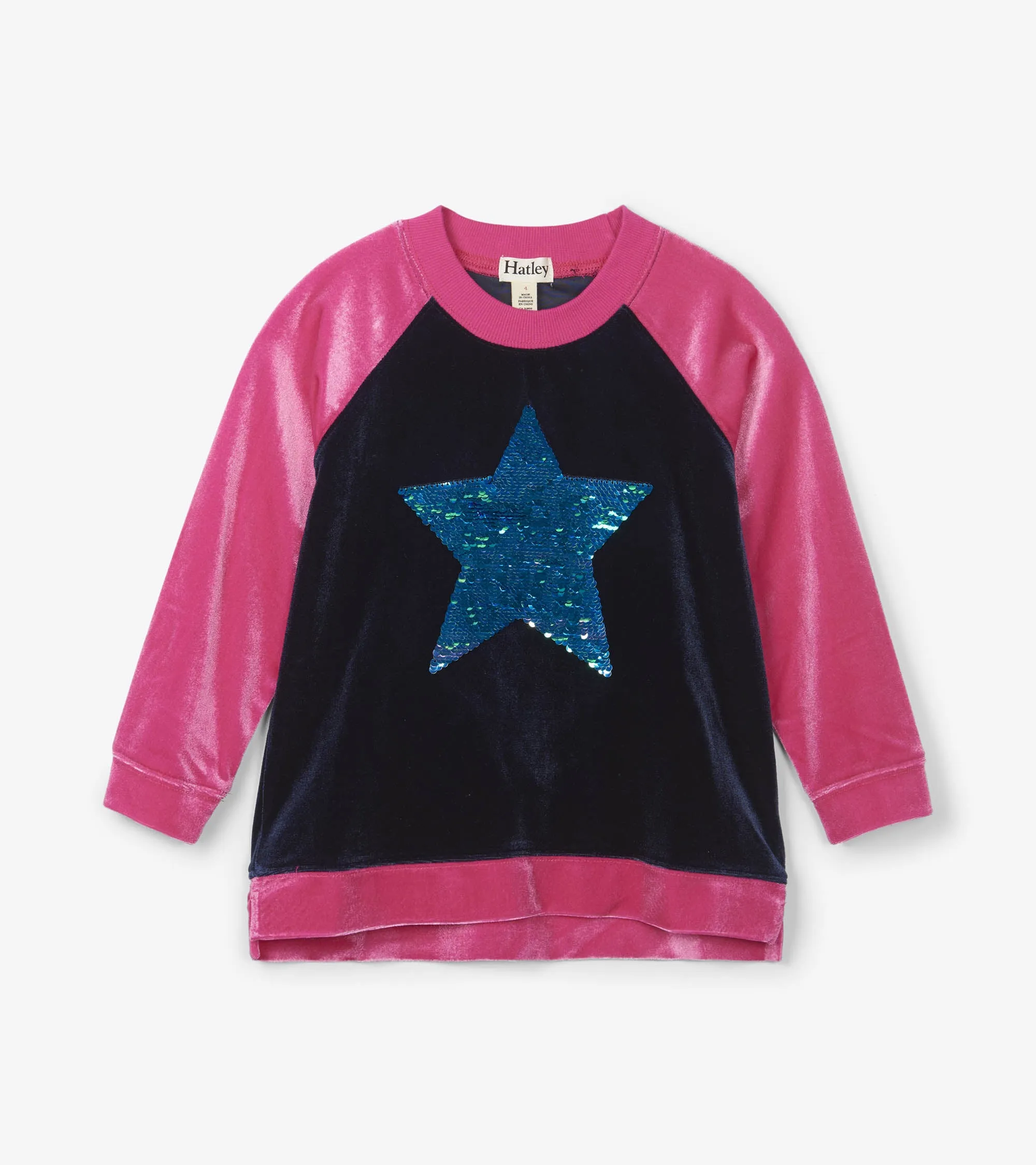 Hatley flip sequin star velour pullover