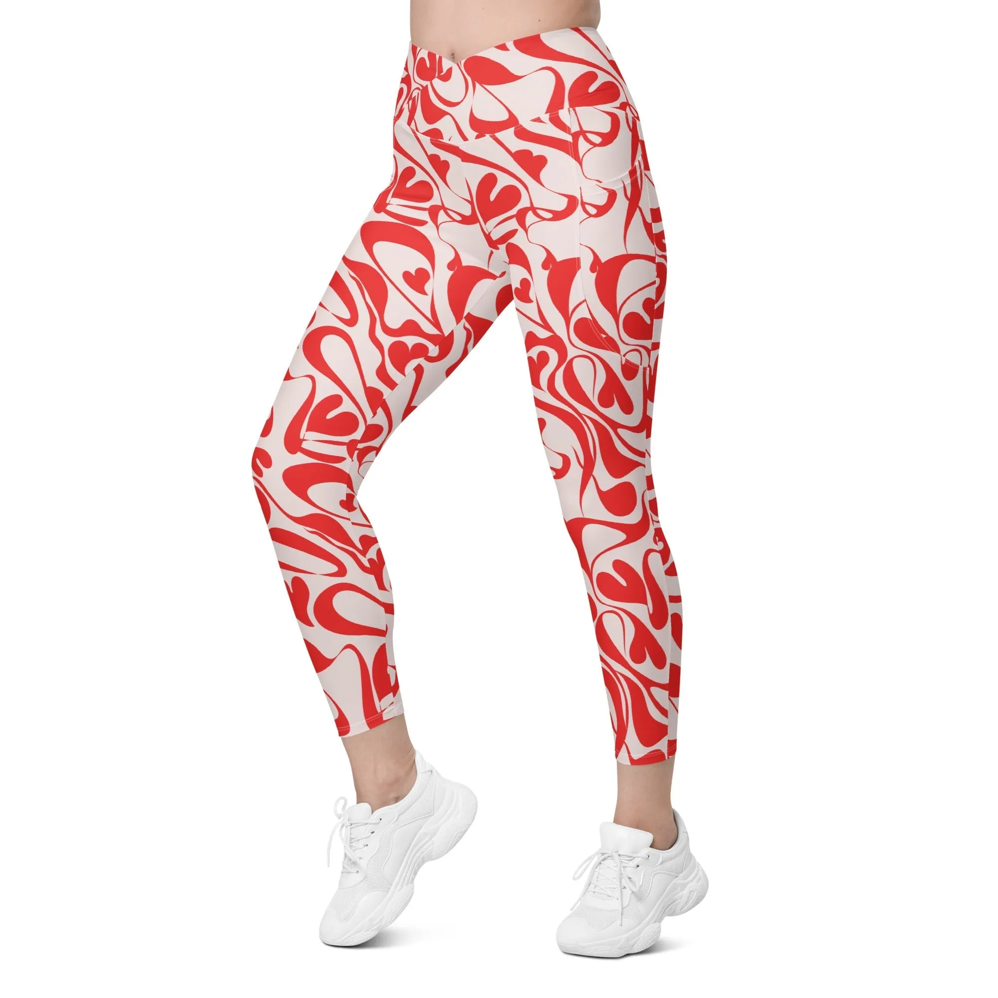 Heart Swirl Crossover Leggings With Pockets