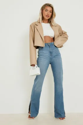 High Waisted Split Wide Leg Jeans