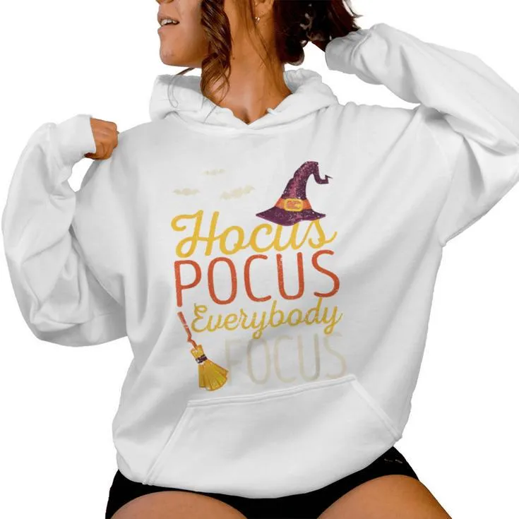 Hocus Pocus Everybody Focus Halloween Teacher Witch Women Hoodie