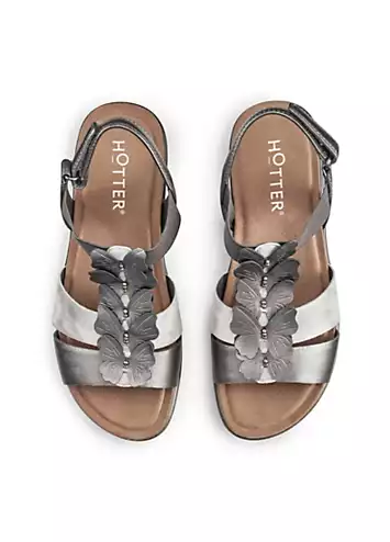 Hotter Pamplona Pewter Metallic Women’s Sandals | Grattan