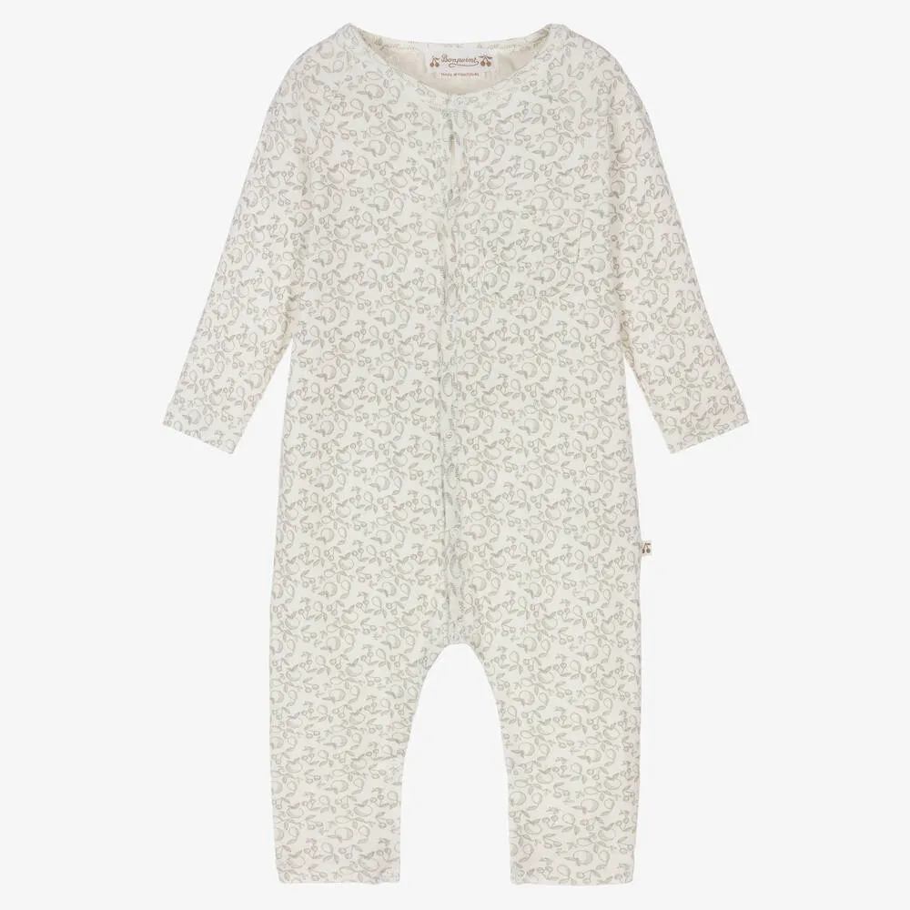 Ivory & Grey Cotton Fruit Baby Romper