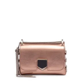 Jimmy Choo Lockett Mini metallic rose gold leather bag