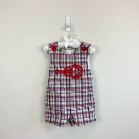 Kelly's Kids Plaid Lobster Jon Jon Romper 6 Months