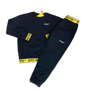 KIDS OFF-WHITE INDUSTRIAL LOGO FULL TRACKSUIT - BLACK