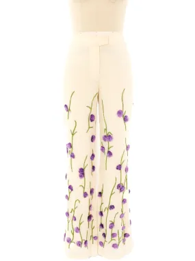 Lavender Pom Pom Floral Trousers