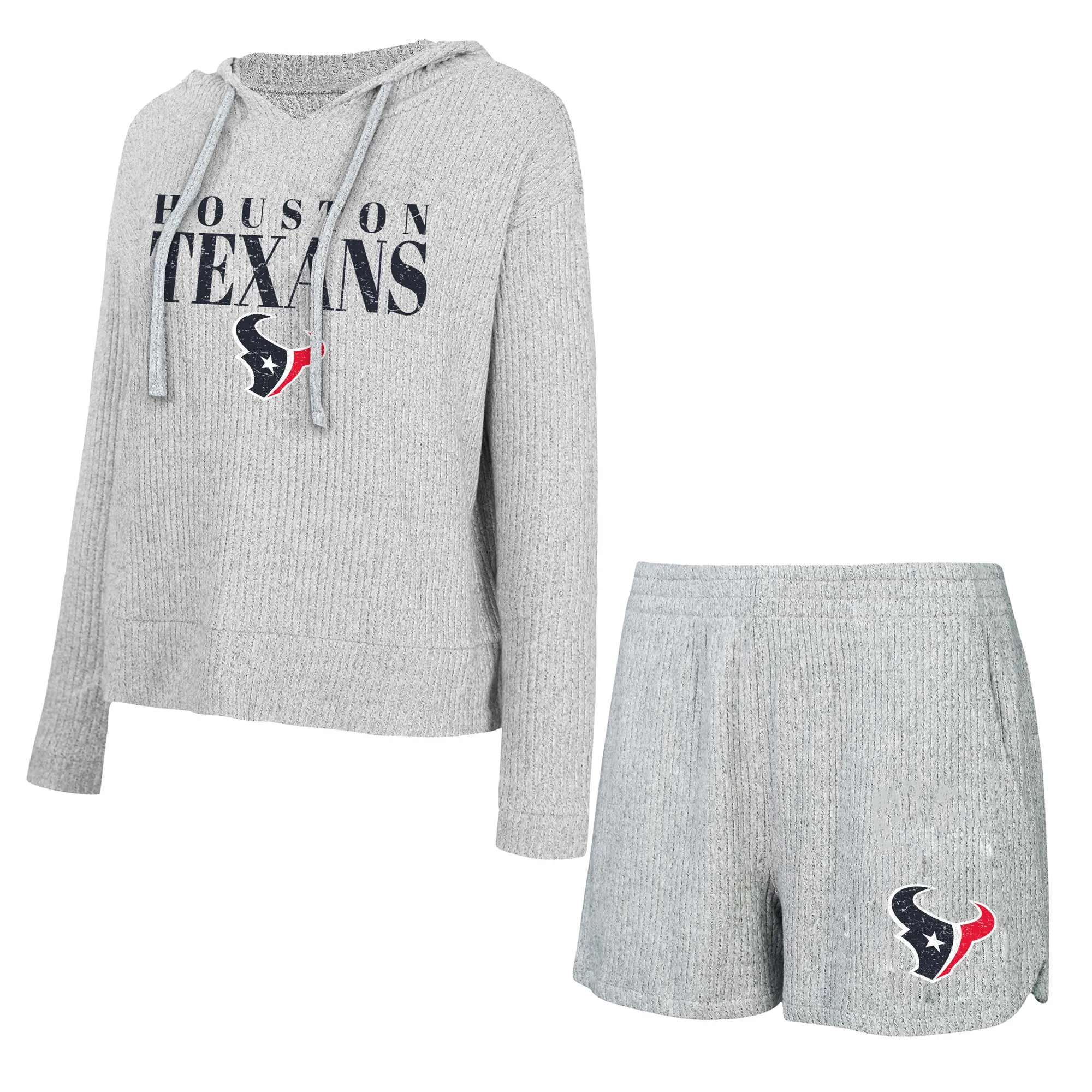 Lids Women's Concepts Sport Gray Houston Texans Juniper Long Sleeve Hoodie T-Shirt & Shorts Set