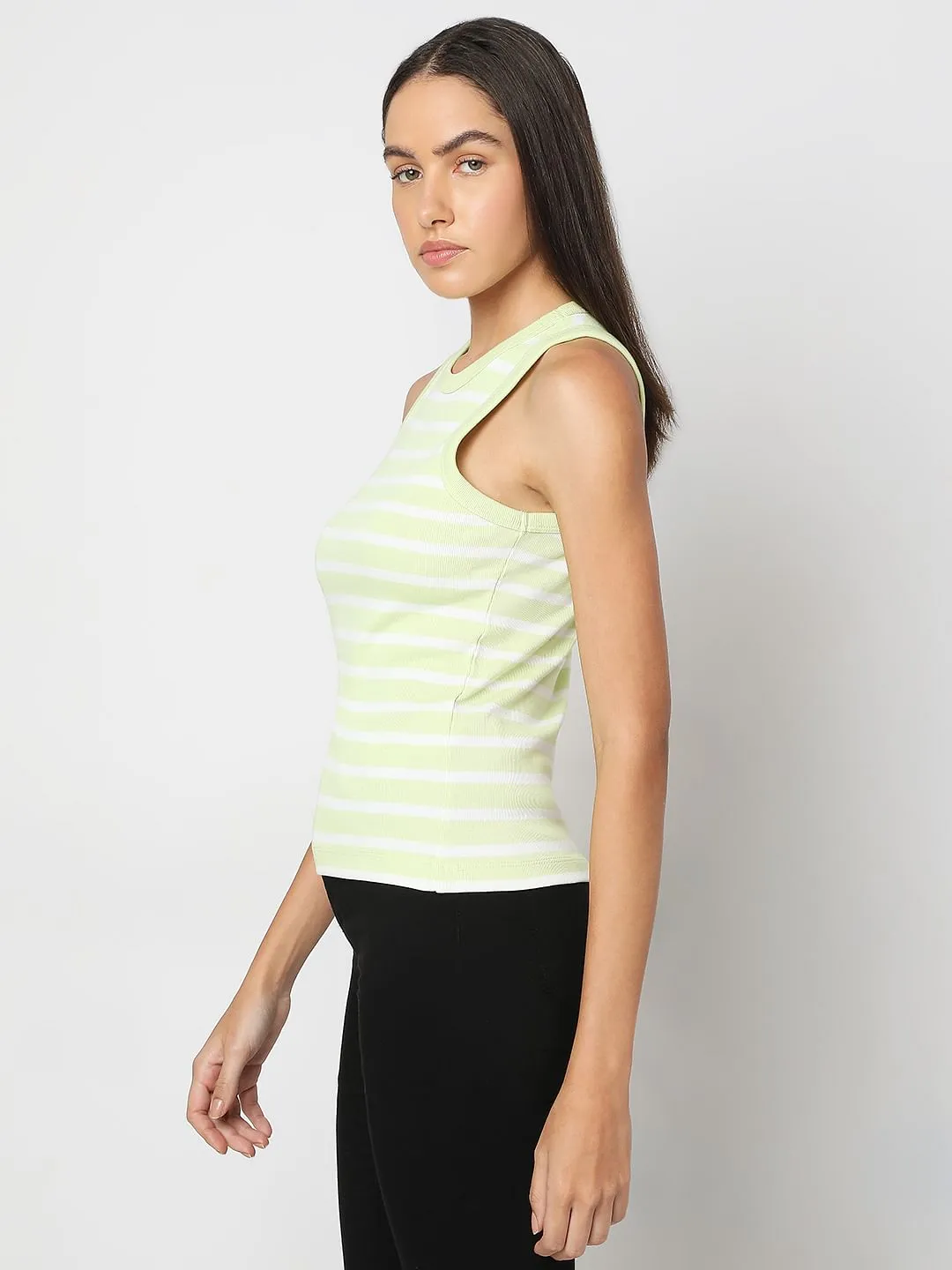 Lime Green Striped Tank Top