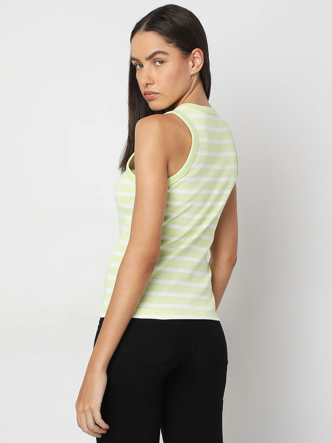 Lime Green Striped Tank Top