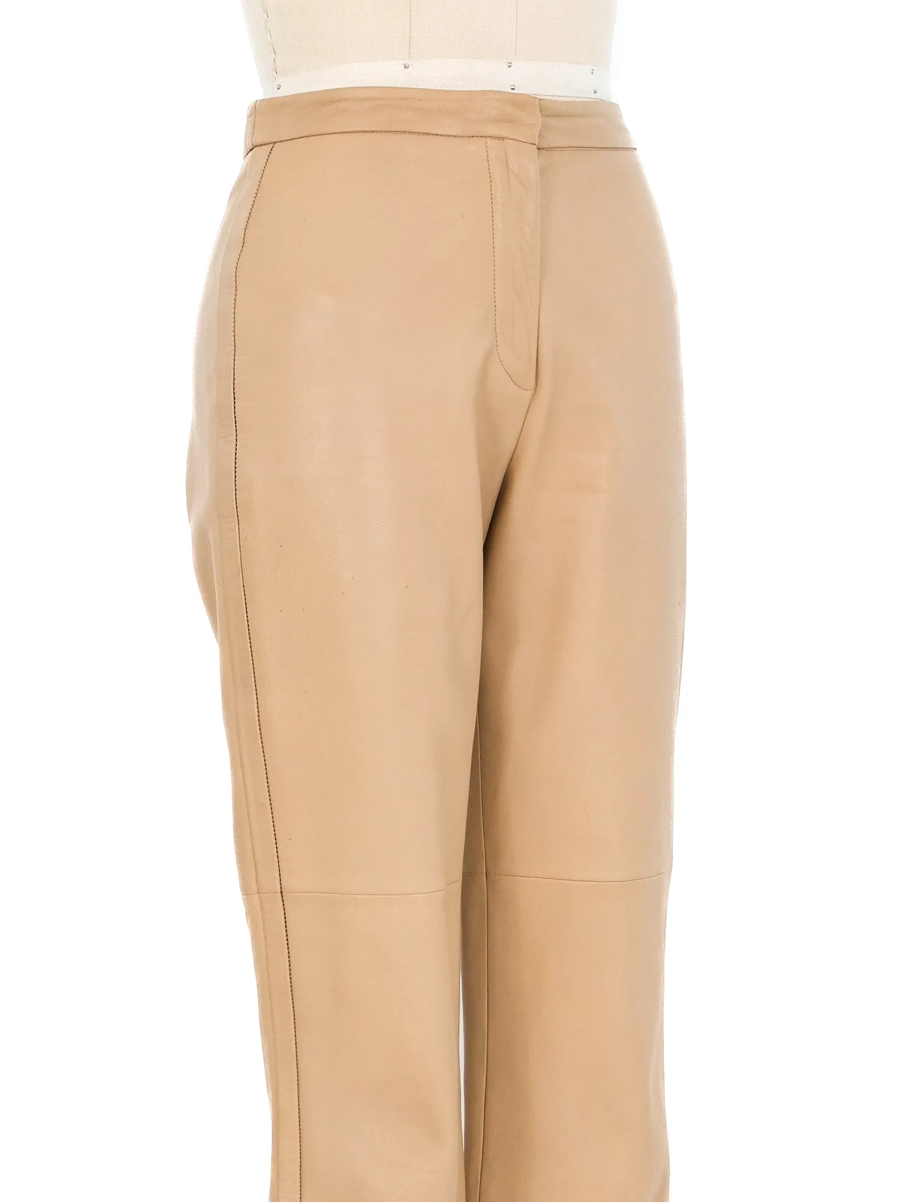 Loewe Tan Leather Trousers