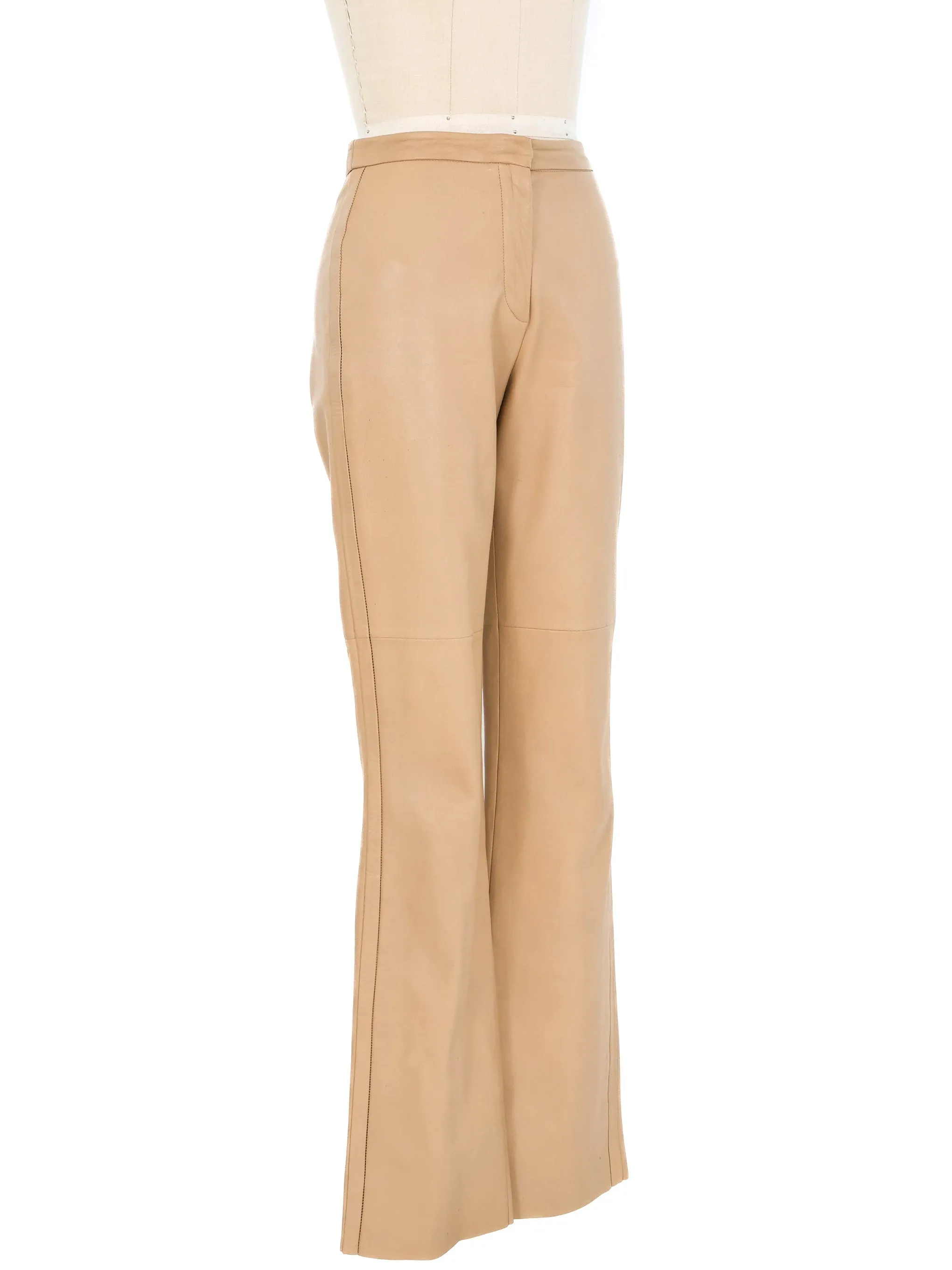 Loewe Tan Leather Trousers