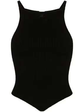 logo-embroidered ribbed tank top