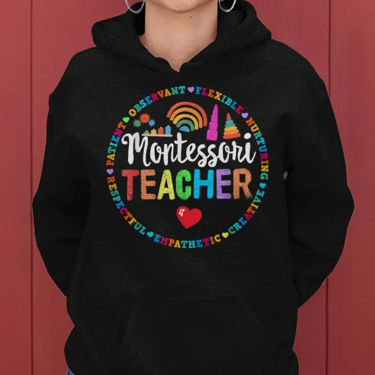 Love Montessori Teacher Toy Daycare Appreciation Week Team Women Hoodie