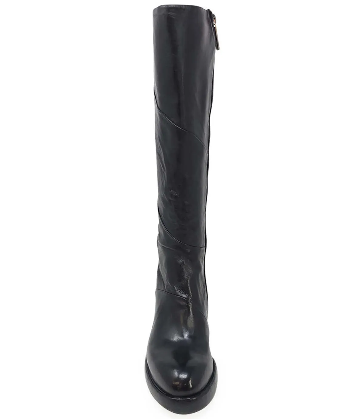 MADISON MAISON LEATHER PLATFORM KNEE HIGH BOOT - BLACK 