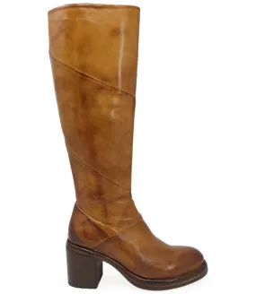 MADISON MAISON LEATHER PLATFORM KNEE HIGH BOOT - BROWN 