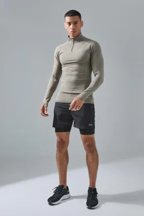 Man Active Quarter Zip 2-in-1 Short Tracksuit | boohooMAN UK