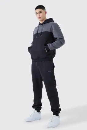 Man Official Colour Block Hooded Tracksuit | boohooMAN UK