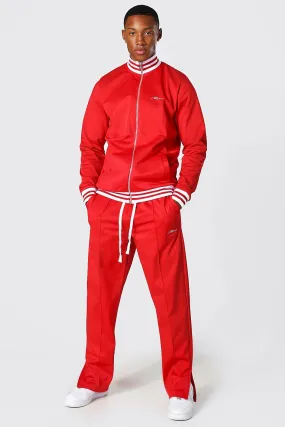 Man Signature Sports Rib Zip Tricot Tracksuit | boohooMAN UK